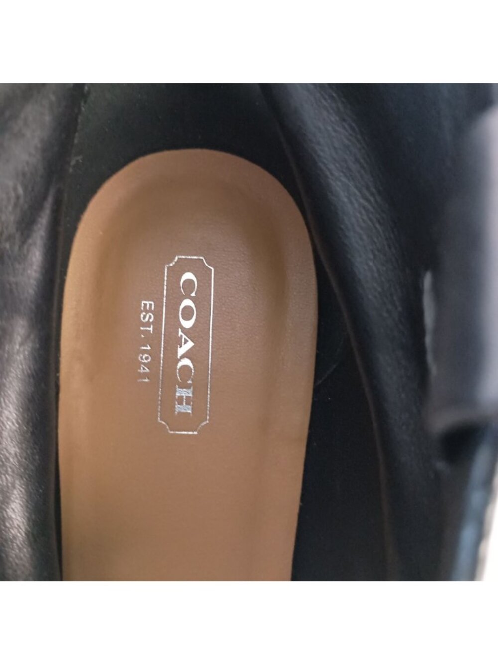 Coach Aliza Black Leather Ankle Booties Cone Heel Pull On Womens 9 - Picture 9 of 11